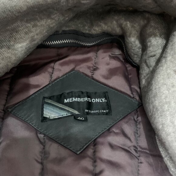 Vtg 80s Members Only Mens Dark Gray Leather Lined Moto Jacket Mens SZ 40 - Picture 12 of 16